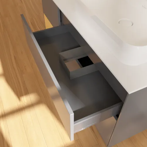 Obrázek VILLEROY BOCH Finion Vanity unit, with lighting, 3 pull-out compartments, 1200 x 603 x 501 mm, Anthracite Matt Lacquer / Gold Matt Lacquer / Glass White Matt #G391HFGK