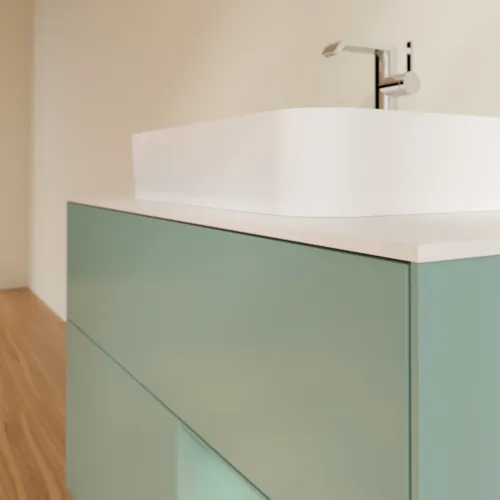 Obrázek VILLEROY BOCH Finion Vanity unit, with lighting, 2 pull-out compartments, 1000 x 603 x 501 mm, Olive Matt Lacquer / Olive Matt Lacquer / Glass White Matt #G371GMGM