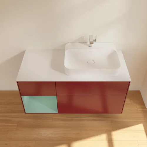 VILLEROY BOCH Finion Waschbeckenunterschrank, mit Beleuchtung, 3 Auszüge, 1200 x 603 x 501 mm, Peony Matt Lacquer / Olive Matt Lacquer / Glass White Matt #G391GMHB, Bild 4