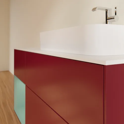 VILLEROY BOCH Finion Waschbeckenunterschrank, mit Beleuchtung, 3 Auszüge, 1200 x 603 x 501 mm, Peony Matt Lacquer / Olive Matt Lacquer / Glass White Matt #G391GMHB, Bild 6