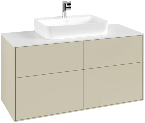 VILLEROY BOCH Finion Vanity unit, with lighting, 4 pull-out compartments, 1200 x 603 x 501 mm, Silk Grey Matt Lacquer / Glass White Matt #G38100HJ resmi