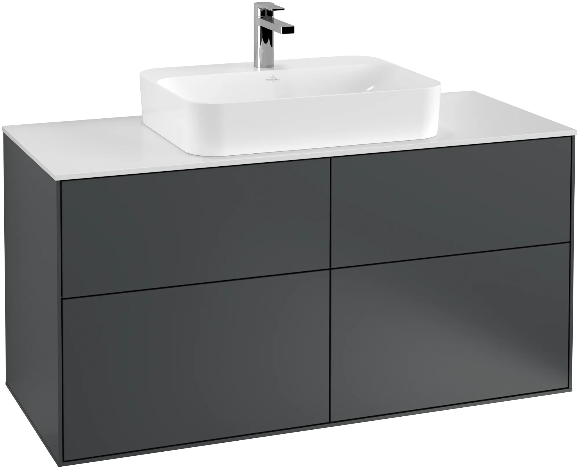 VILLEROY BOCH Finion Vanity unit, with lighting, 4 pull-out compartments, 1200 x 603 x 501 mm, Midnight Blue Matt Lacquer / Glass White Matt #G38100HG resmi