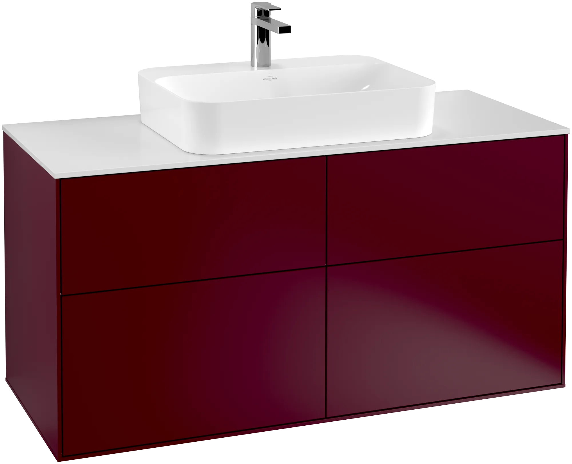 VILLEROY BOCH Finion Vanity unit, with lighting, 4 pull-out compartments, 1200 x 603 x 501 mm, Peony Matt Lacquer / Glass White Matt #G38100HB resmi