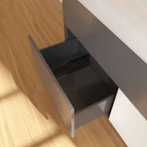 Bild von VILLEROY BOCH Finion Waschbeckenunterschrank, mit Beleuchtung, 2 Auszüge, 1000 x 603 x 501 mm, Anthracite Matt Lacquer / Glossy White Lacquer / Glass White Matt #G371GFGK
