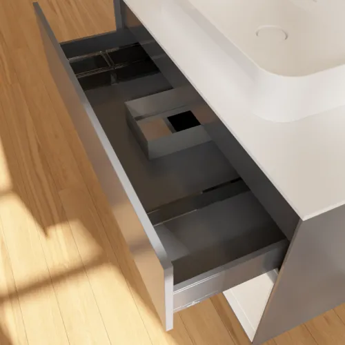 Bild von VILLEROY BOCH Finion Waschbeckenunterschrank, mit Beleuchtung, 2 Auszüge, 1000 x 603 x 501 mm, Anthracite Matt Lacquer / Glossy White Lacquer / Glass White Matt #G371GFGK