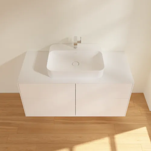 VILLEROY BOCH Finion Waschbeckenunterschrank, mit Beleuchtung, 4 Auszüge, 1200 x 603 x 501 mm, White Matt Lacquer / Glass White Matt #G38100MT, Bild 4