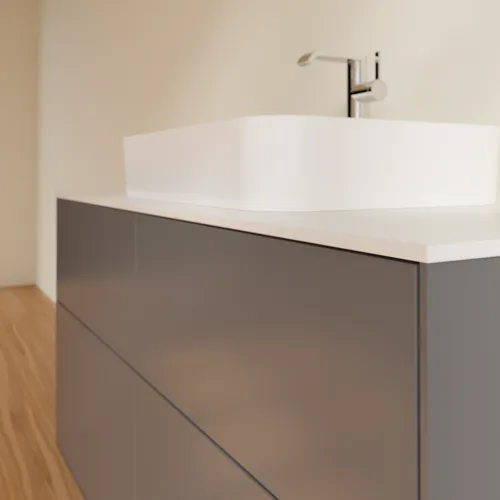 Bild von VILLEROY BOCH Finion Waschbeckenunterschrank, mit Beleuchtung, 4 Auszüge, 1200 x 603 x 501 mm, Anthracite Matt Lacquer / Glass White Matt #G38100GK