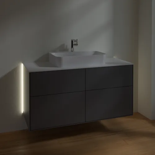 Bild von VILLEROY BOCH Finion Waschbeckenunterschrank, mit Beleuchtung, 4 Auszüge, 1200 x 603 x 501 mm, Anthracite Matt Lacquer / Glass White Matt #G38100GK