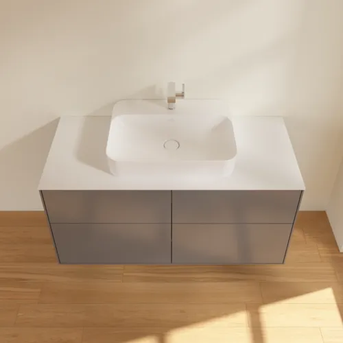 Bild von VILLEROY BOCH Finion Waschbeckenunterschrank, mit Beleuchtung, 4 Auszüge, 1200 x 603 x 501 mm, Anthracite Matt Lacquer / Glass White Matt #G38100GK