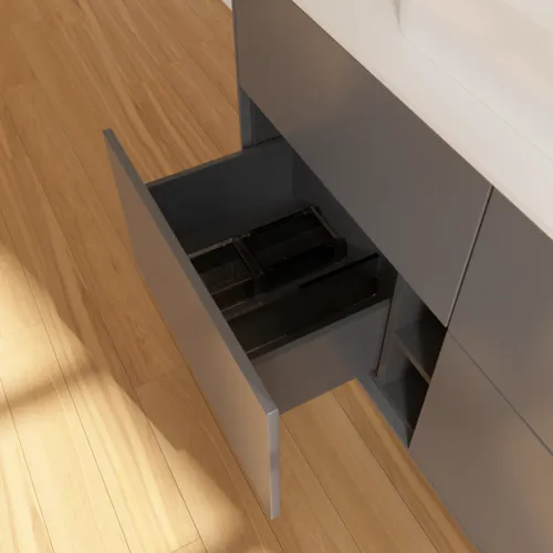 Bild von VILLEROY BOCH Finion Waschbeckenunterschrank, mit Beleuchtung, 4 Auszüge, 1200 x 603 x 501 mm, Anthracite Matt Lacquer / Glass White Matt #G38100GK