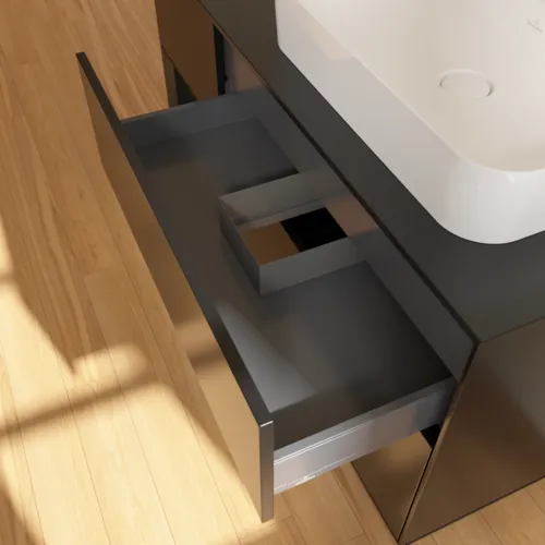 VILLEROY BOCH Finion Waschbeckenunterschrank, mit Beleuchtung, 3 Auszüge, 1200 x 603 x 501 mm, Black Matt Lacquer / Black Matt Lacquer / Glass Black Matt #G392PDPD, Bild 8