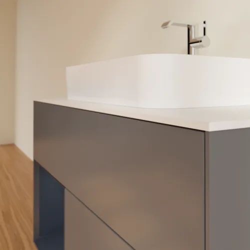 Bild von VILLEROY BOCH Finion Waschbeckenunterschrank, mit Beleuchtung, 2 Auszüge, 1000 x 603 x 501 mm, Anthracite Matt Lacquer / Midnight Blue Matt Lacquer / Glass White Matt #G361HGGK