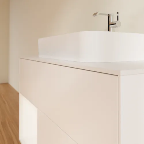Bild von VILLEROY BOCH Finion Waschbeckenunterschrank, mit Beleuchtung, 2 Auszüge, 1000 x 603 x 501 mm, White Matt Lacquer / White Matt Lacquer / Glass White Matt #G361MTMT