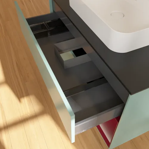 Bild von VILLEROY BOCH Finion Waschbeckenunterschrank, mit Beleuchtung, 2 Auszüge, 1000 x 603 x 501 mm, Olive Matt Lacquer / Peony Matt Lacquer / Glass Black Matt #G372HBGM