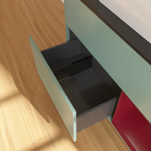 Bild von VILLEROY BOCH Finion Waschbeckenunterschrank, mit Beleuchtung, 2 Auszüge, 1000 x 603 x 501 mm, Olive Matt Lacquer / Peony Matt Lacquer / Glass Black Matt #G372HBGM