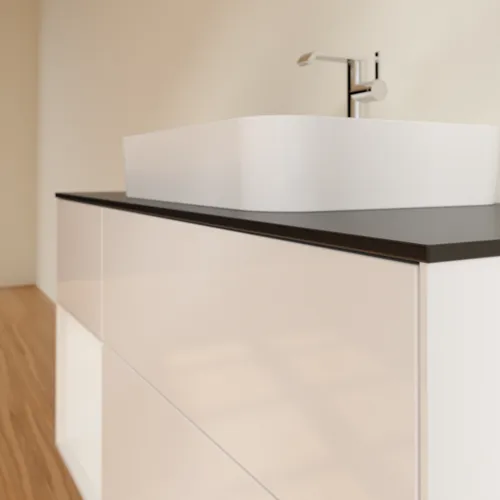 Bild von VILLEROY BOCH Finion Waschbeckenunterschrank, mit Beleuchtung, 3 Auszüge, 1200 x 603 x 501 mm, Glossy White Lacquer / Glossy White Lacquer / Glass Black Matt #G412GFGF
