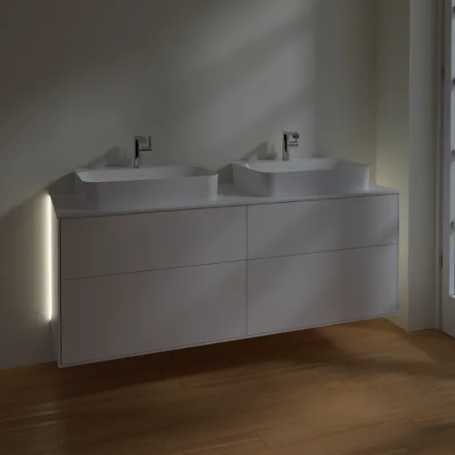 Bild von VILLEROY BOCH Finion Waschbeckenunterschrank, mit Beleuchtung, 4 Auszüge, 1600 x 603 x 501 mm, White Matt Lacquer / Glass White Matt #G43100MT