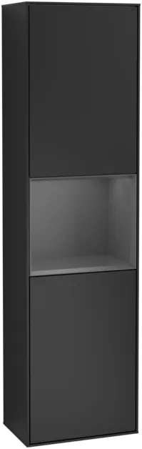 Bild von VILLEROY BOCH Finion Hochschrank, mit Beleuchtung, 2 Türen, 418 x 1516 x 270 mm, Black Matt Lacquer / Anthracite Matt Lacquer #G460GKPD