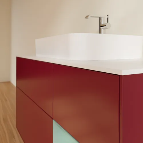 Obrázek VILLEROY BOCH Finion Vanity unit, with lighting, 3 pull-out compartments, 1200 x 603 x 501 mm, Peony Matt Lacquer / Olive Matt Lacquer / Glass White Matt #G421GMHB