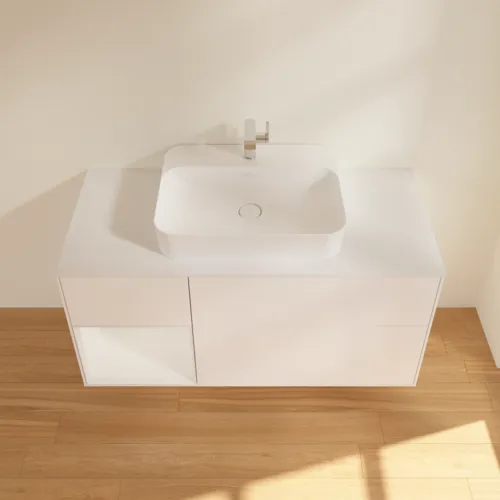 Obrázek VILLEROY BOCH Finion Vanity unit, with lighting, 3 pull-out compartments, 1200 x 603 x 501 mm, White Matt Lacquer / Glossy White Lacquer / Glass White Matt #G411GFMT