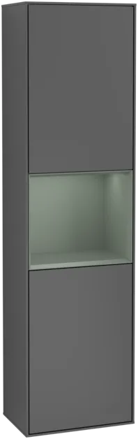 Obrázek VILLEROY BOCH Finion Tall cabinet, with lighting, 2 doors, 418 x 1516 x 270 mm, Anthracite Matt Lacquer / Olive Matt Lacquer #G460GMGK