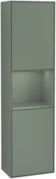 Obrázek VILLEROY BOCH Finion Tall cabinet, with lighting, 2 doors, 418 x 1516 x 270 mm, Olive Matt Lacquer / Olive Matt Lacquer #G460GMGM