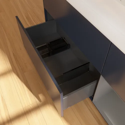 Bild von VILLEROY BOCH Finion Waschbeckenunterschrank, mit Beleuchtung, 3 Auszüge, 1200 x 603 x 501 mm, Midnight Blue Matt Lacquer / Anthracite Matt Lacquer / Glass White Matt #G421GKHG