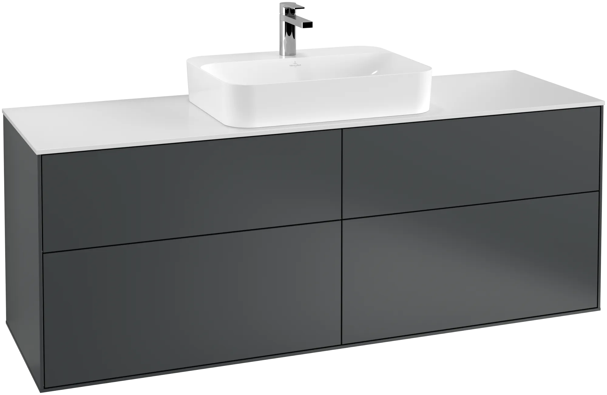 Picture of VILLEROY BOCH Finion Vanity unit, with lighting, 4 pull-out compartments, 1600 x 603 x 501 mm, Midnight Blue Matt Lacquer / Glass White Matt #G44100HG
