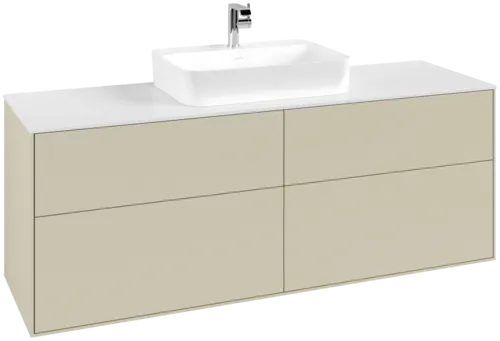 Picture of VILLEROY BOCH Finion Vanity unit, with lighting, 4 pull-out compartments, 1600 x 603 x 501 mm, Silk Grey Matt Lacquer / Glass White Matt #G44100HJ