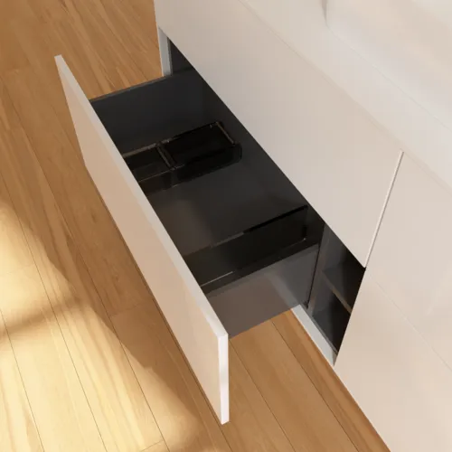 Bild von VILLEROY BOCH Finion Waschbeckenunterschrank, mit Beleuchtung, 4 Auszüge, 1600 x 603 x 501 mm, Glossy White Lacquer / Glass White Matt #G44100GF