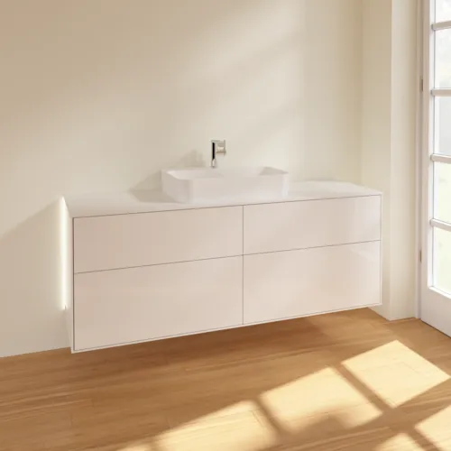 Bild von VILLEROY BOCH Finion Waschbeckenunterschrank, mit Beleuchtung, 4 Auszüge, 1600 x 603 x 501 mm, Glossy White Lacquer / Glass White Matt #G44100GF