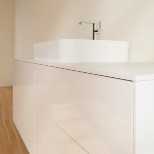 Bild von VILLEROY BOCH Finion Waschbeckenunterschrank, mit Beleuchtung, 4 Auszüge, 1600 x 603 x 501 mm, Glossy White Lacquer / Glass White Matt #G44100GF