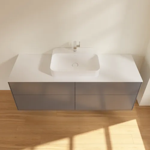 Obrázek VILLEROY BOCH Finion Vanity unit, with lighting, 4 pull-out compartments, 1600 x 603 x 501 mm, Anthracite Matt Lacquer / Glass White Matt #G44100GK