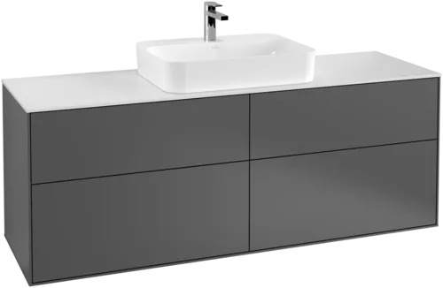 Obrázek VILLEROY BOCH Finion Vanity unit, with lighting, 4 pull-out compartments, 1600 x 603 x 501 mm, Anthracite Matt Lacquer / Glass White Matt #G44100GK