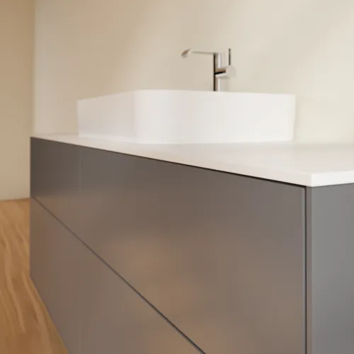 Obrázek VILLEROY BOCH Finion Vanity unit, with lighting, 4 pull-out compartments, 1600 x 603 x 501 mm, Anthracite Matt Lacquer / Glass White Matt #G44100GK