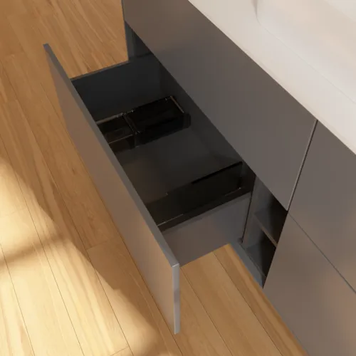 Obrázek VILLEROY BOCH Finion Vanity unit, with lighting, 4 pull-out compartments, 1600 x 603 x 501 mm, Anthracite Matt Lacquer / Glass White Matt #G44100GK