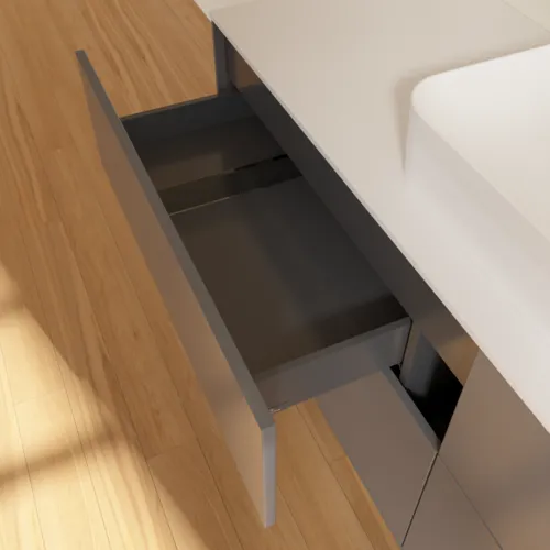 Obrázek VILLEROY BOCH Finion Vanity unit, with lighting, 4 pull-out compartments, 1600 x 603 x 501 mm, Anthracite Matt Lacquer / Glass White Matt #G44100GK
