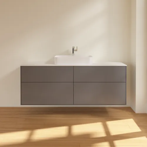 Obrázek VILLEROY BOCH Finion Vanity unit, with lighting, 4 pull-out compartments, 1600 x 603 x 501 mm, Anthracite Matt Lacquer / Glass White Matt #G44100GK