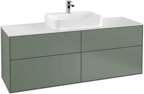 Obrázek VILLEROY BOCH Finion Vanity unit, with lighting, 4 pull-out compartments, 1600 x 603 x 501 mm, Olive Matt Lacquer / Glass White Matt #G44100GM