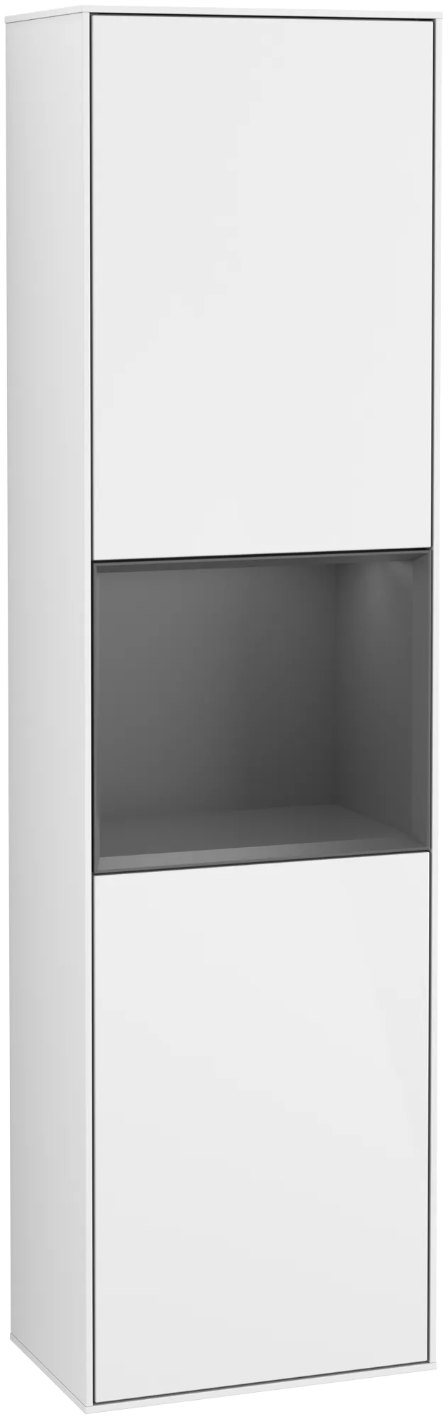 Bild von VILLEROY BOCH Finion Hochschrank, mit Beleuchtung, 2 Türen, 418 x 1516 x 270 mm, Glossy White Lacquer / Anthracite Matt Lacquer #G460GKGF