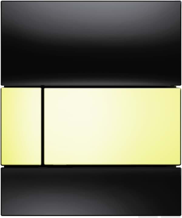 Picture of TECE TECEsquare urinal flush plate incl. cartridge black glass, gold button 9242808