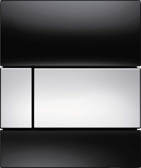 Зображення з  TECE TECEsquare, панель змиву для пісуару з картриджем, чорне скло, хром глянцеві клавіші #9242807