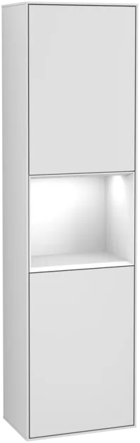 Bild von VILLEROY BOCH Finion Hochschrank, mit Beleuchtung, 2 Türen, 418 x 1516 x 270 mm, White Matt Lacquer / Glossy White Lacquer #G460GFMT