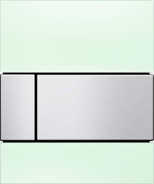Bild von TECE TECEsquare Urinal-Betätigungsplatte mit Kartusche Glas mintgrün, Taste Edelstahloptik gebürstet (mit Anti-Fingerprint) 9242804