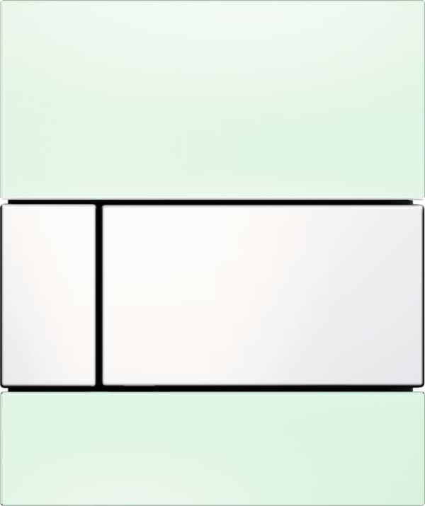 Зображення з  TECE TECEsquare, панель змиву для пісуару з картриджем, зелене скло, білі клавіші 9242803