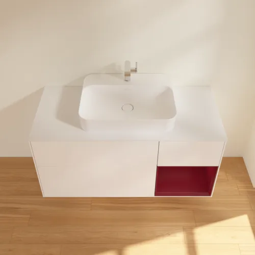 VILLEROY BOCH Finion Waschbeckenunterschrank, mit Beleuchtung, 3 Auszüge, 1200 x 603 x 501 mm, White Matt Lacquer / Peony Matt Lacquer / Glass White Matt #G421HBMT, Bild 4