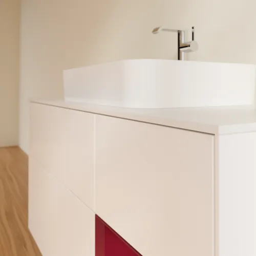 VILLEROY BOCH Finion Waschbeckenunterschrank, mit Beleuchtung, 3 Auszüge, 1200 x 603 x 501 mm, White Matt Lacquer / Peony Matt Lacquer / Glass White Matt #G421HBMT, Bild 6