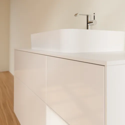 Bild von VILLEROY BOCH Finion Waschbeckenunterschrank, mit Beleuchtung, 3 Auszüge, 1200 x 603 x 501 mm, Glossy White Lacquer / Glossy White Lacquer / Glass White Matt #G421GFGF