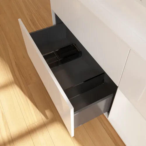 Bild von VILLEROY BOCH Finion Waschbeckenunterschrank, mit Beleuchtung, 3 Auszüge, 1200 x 603 x 501 mm, Glossy White Lacquer / Glossy White Lacquer / Glass White Matt #G421GFGF