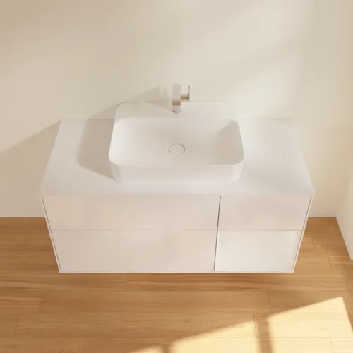 Bild von VILLEROY BOCH Finion Waschbeckenunterschrank, mit Beleuchtung, 3 Auszüge, 1200 x 603 x 501 mm, Glossy White Lacquer / Glossy White Lacquer / Glass White Matt #G421GFGF